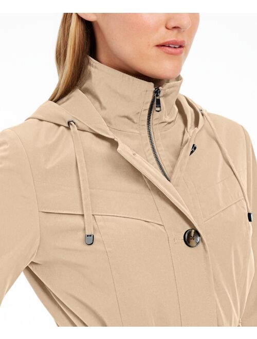 London Fog Petite Hooded Belted Trench coat