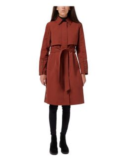 Hooded Belted Water-Resistant Trench Coat