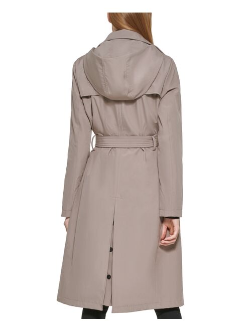 DKNY Bibbed Belted Hooded Trench Coat