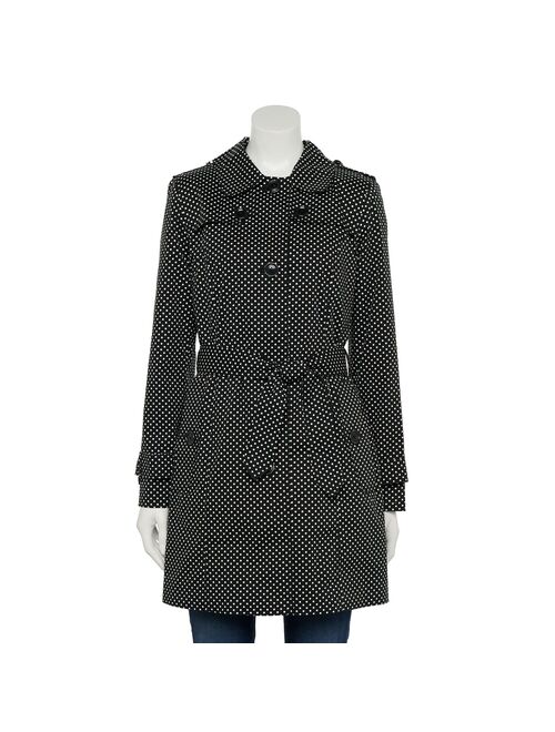Women's TOWER by London Fog Polka-Dot Double Breasted Trench Coat