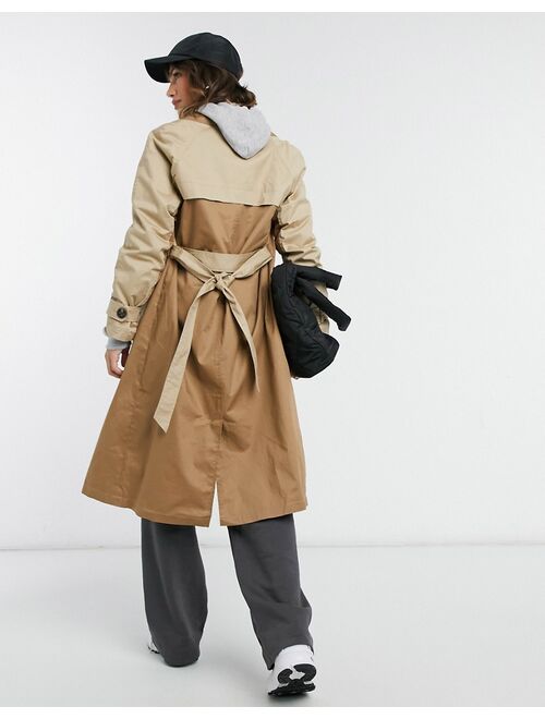 Vero Moda longline trench coat with pannels in beige