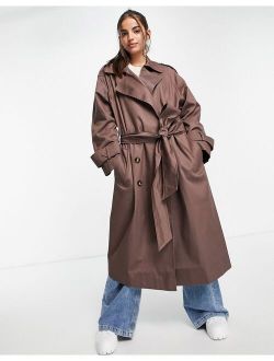 oversized trench coat in dark brown