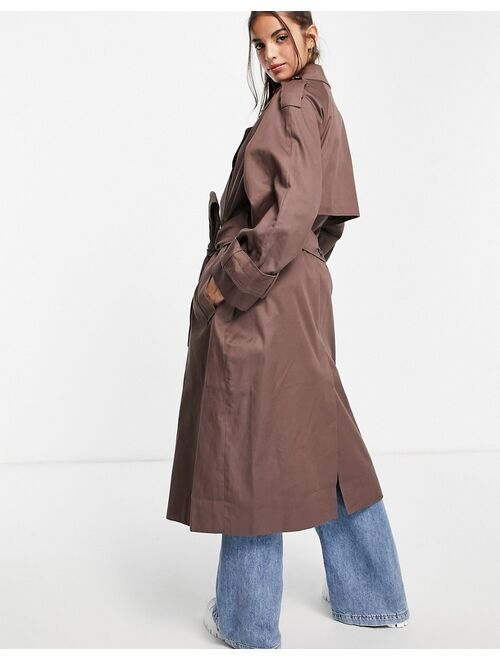 Asos Design oversized trench coat in dark brown