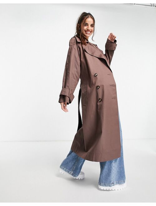 Asos Design oversized trench coat in dark brown