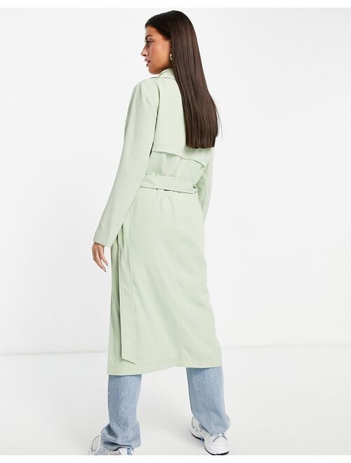 River Island belted trench coat in sage green