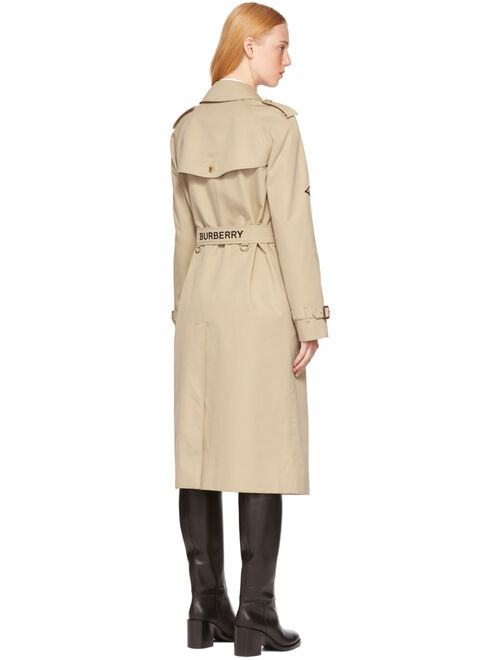 Burberry SSENSE Exclusive Beige Mythical Alphabet Embroidered Exploded Motif Trench Coat
