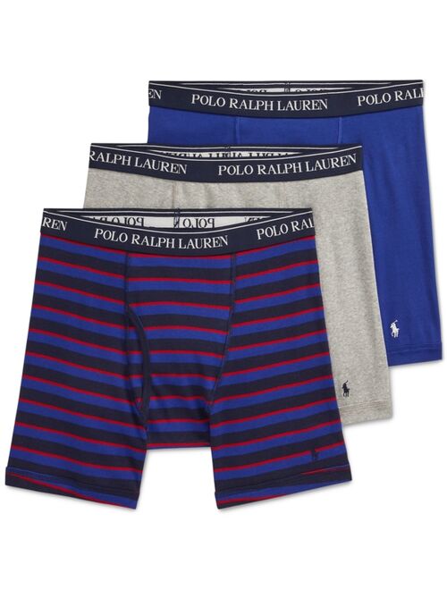 Polo Ralph Lauren Cotton Striped & Solid Boxer Briefs - 3-Pack