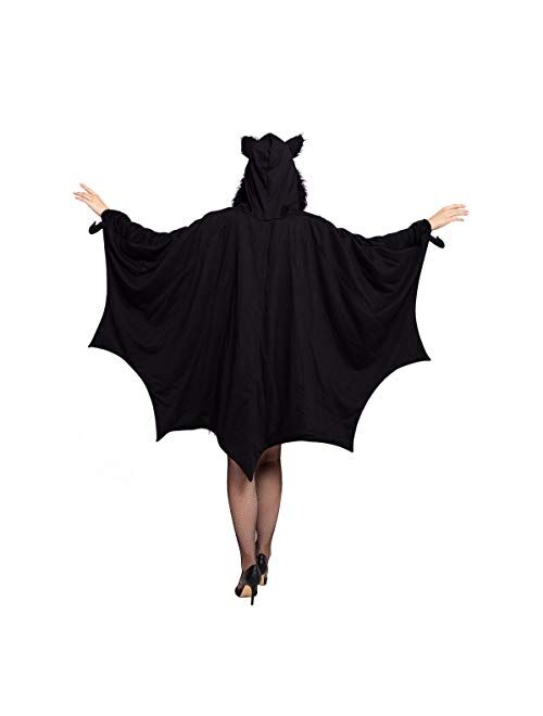 Spooktacular Creations Woman’s Black Bat Zip Hoodie Halloween Costumes for Adults Medium