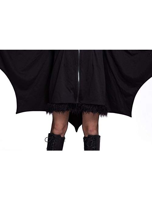 Spooktacular Creations Woman’s Black Bat Zip Hoodie Halloween Costumes for Adults