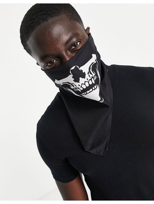Asos Design Halloween bandana in with skull design black
