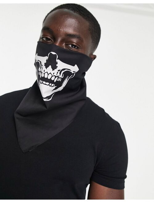 Asos Design Halloween bandana in with skull design black