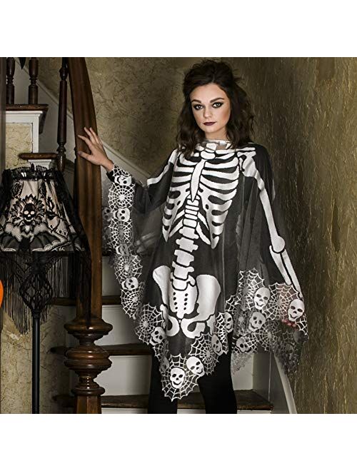 Heritage Lace Skeleton Poncho ,Pewter , 60 by 60-Inch