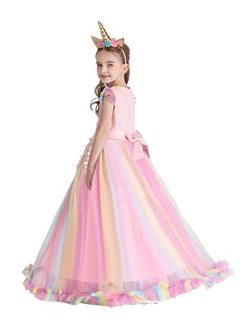 MYRISAM Unicorn Costume Princess Birthday Pageant Party Dance Performance Carnival Long Maxi Tulle Fancy Dress Up Outfits