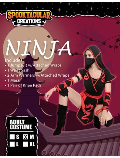 Spooktacular Creations Halloween Adult Ninja Costume for Women Dress Up, Costume Party, Trick or Treating, Cosplay Party