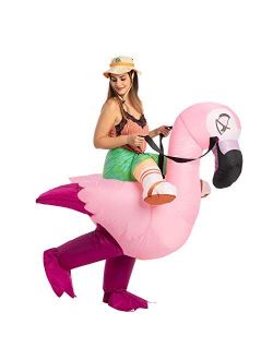 Inflatable Halloween Costume Ride A Flamingo Ride On Inflatable Costume - Adult Unisex One Size Pink