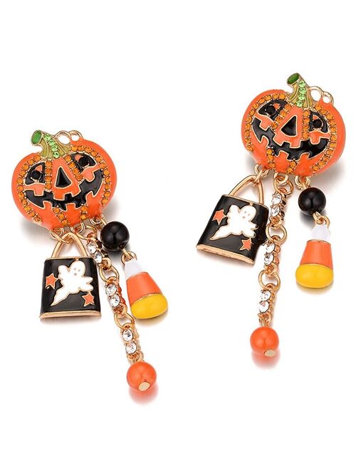 2020 New Fashion Creative Women Halloween Party Pumpkin Ghost Pair Ear Stud Dangle Hoop Drop Earrings Jewelry Gifts Wholesale