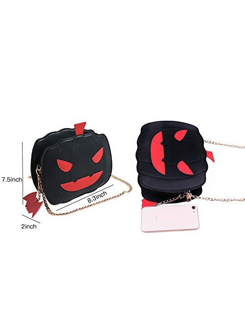 Kuang Women Pumpkin Shoulder Bag Novelty Devil Crossbody Purse Fashion Halloween Trick or Treat Purses and Handbags for Girls