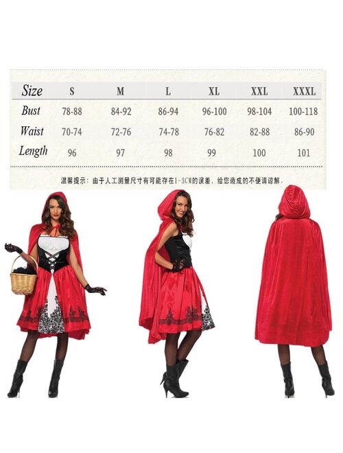 Little Red Riding Hood Costume Adult Cosplay Dress Fancy Party Nightclub Queen Halloween Fantasia Carnival Fairy Cosplay Costume