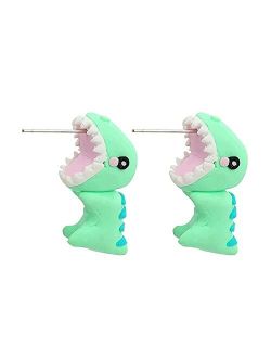 Cute Biting Ear Studs, Rmbaby 3D Dinosaur Bite Earrings Lovely Cartoon Animal Earring Studs, Shark Bite Ear Studs Piercing Earrings Simple Cartoon Ear Studs Cute Ear Deco