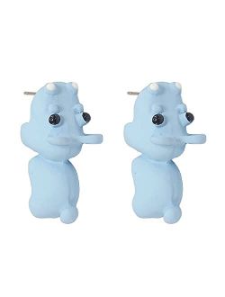 Cute Ornament Hippo 3D Dinosaur Dog Puppy Biting Pearl Ear Cartoon Stud Dangle Earring Mini Animal Bite Earrings Ear Piercing Colorful Cutie for Women Girl Jewelry Length