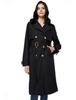 Women's 3/4 Length Double Breasted Trench Coat Lapel Jacket with Belt