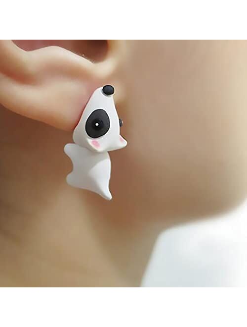 3D Cute Animal Bite Earring, Dinosaur Biting Ear Studs, 3D Cute Clay Earrings, Lovely Cartoon Shark Bite Piercing Earring, Handmade Polymer Animal Stud Earrings for Women