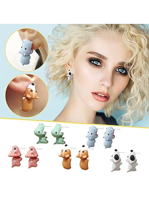 Animal Bite Earring, 3D Cute Clay Earrings, Fashion Kawaii Soft Pottery Dog Earrings, Fashion Simple Handmade Polymer Animal Stud Earrings for Girls Women