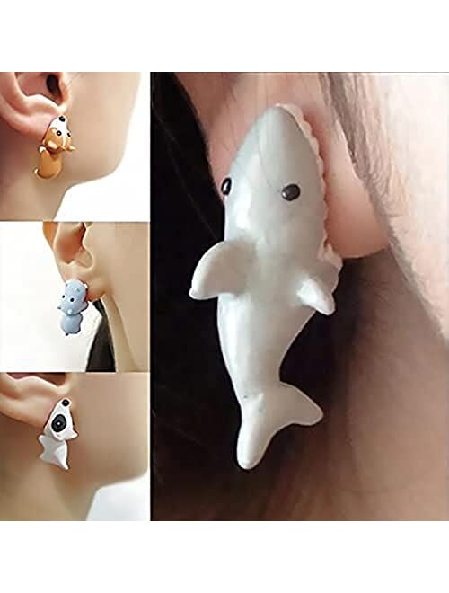 Cute Animal Bite Earring - 3D Clay Earrings, Dinosaur Hippo Bite Earrings, Cute Animal Bite Earring Polymer Clay Studs (All)
