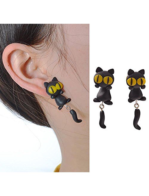 IYSHOUGONG 6 Pairs 3D Clay Earrings Soft Pottery Animal Pig Earrings Handmade Polymer Animal Stud Earrings for Girls Women,Style Random