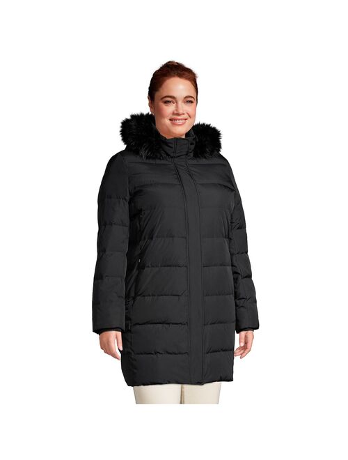 Buy Plus Size Lands' End Faux-Fur Hood Long Down Winter Coat online ...
