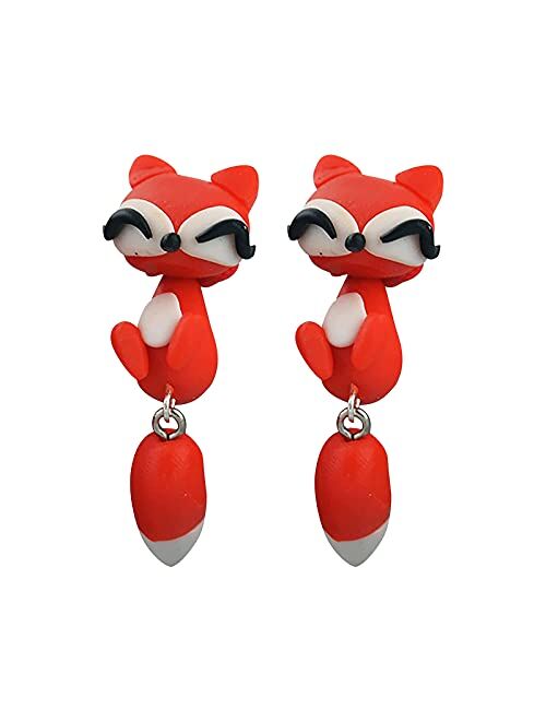 Cute Biting Ear Studs, 3D Simple Cartoon Animal Bite Earrings Fashion Handmade Polymer Stud for Girls Women