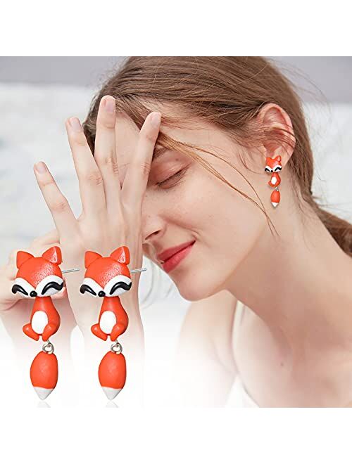 Cute Biting Ear Studs, 3D Simple Cartoon Animal Bite Earrings Fashion Handmade Polymer Stud for Girls Women