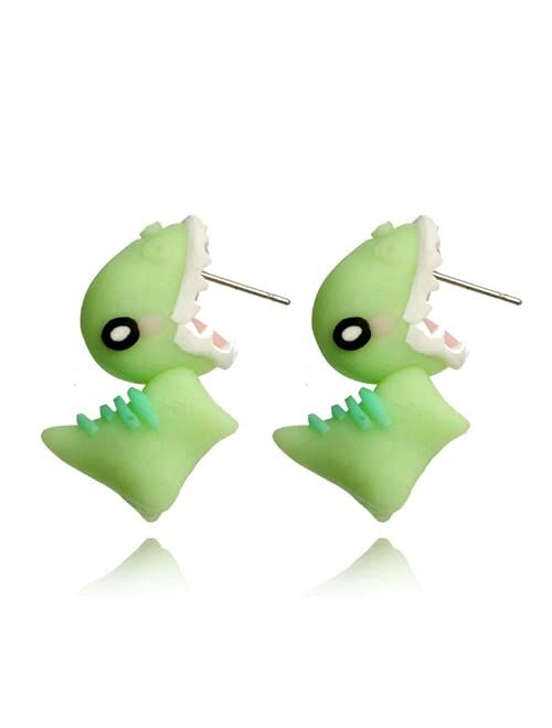 Animal Bite Earrings,cute animal earring,3D Animal Biting Ears Stud Earrings,Dinosaur Bite Earrings,Polyer Animal Earrings, Small and Exquisite,Fit Perfectly on Your Lobe