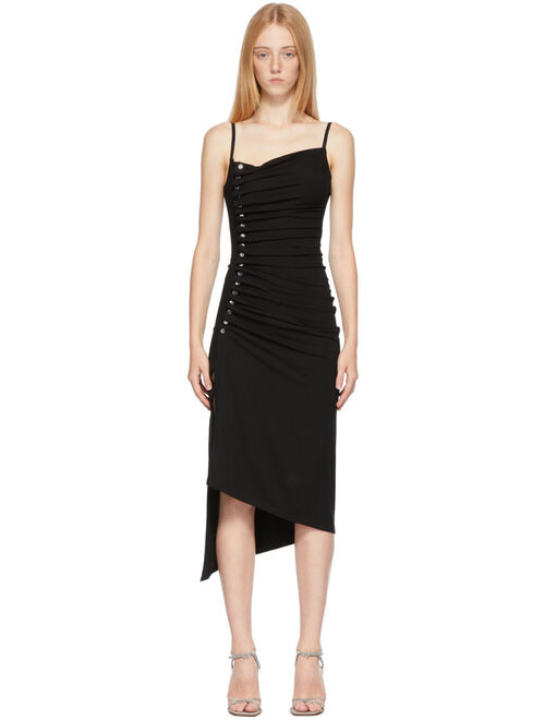 Paco Rabanne Black Draped Mid-Length Dress