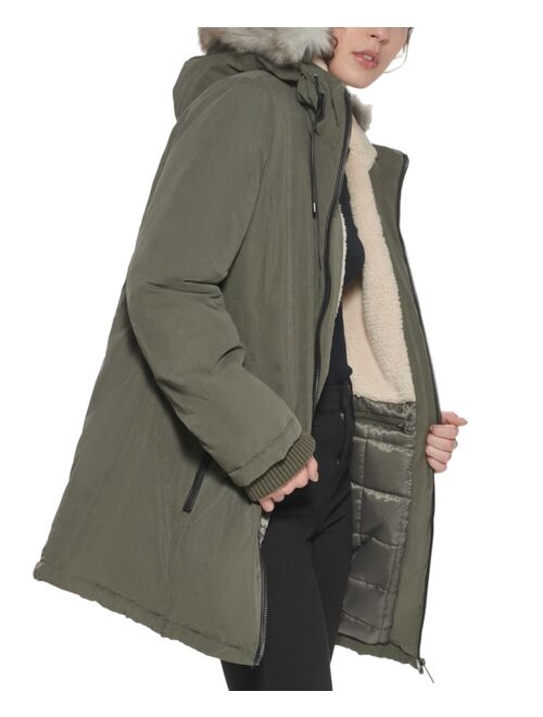 DKNY Faux-Fur-Trim Hooded Parka Coat, Created for Macy's