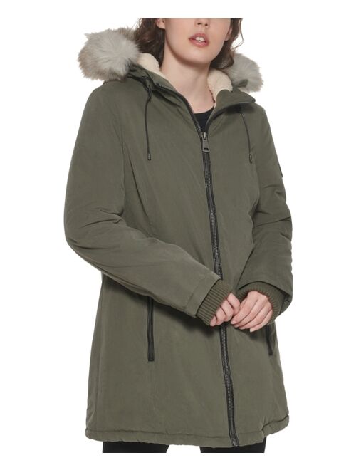 DKNY Faux-Fur-Trim Hooded Parka Coat, Created for Macy's