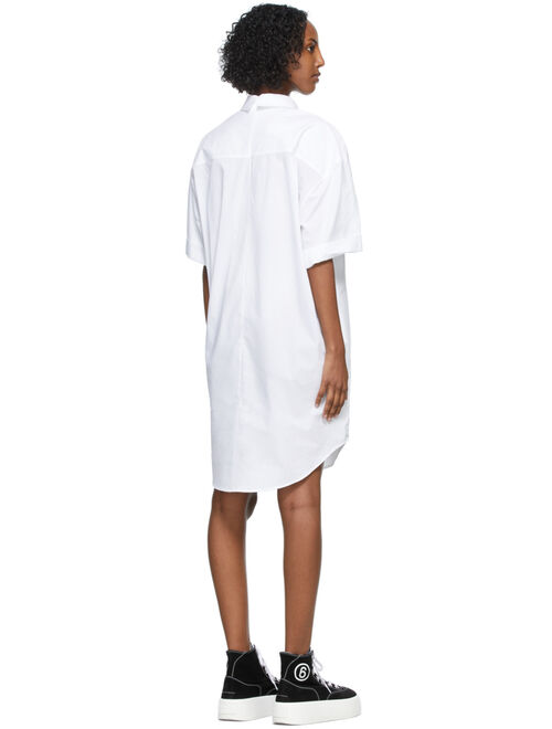 MM6 Maison Margiela White Inside-Out Short Sleeve Shirt Dress