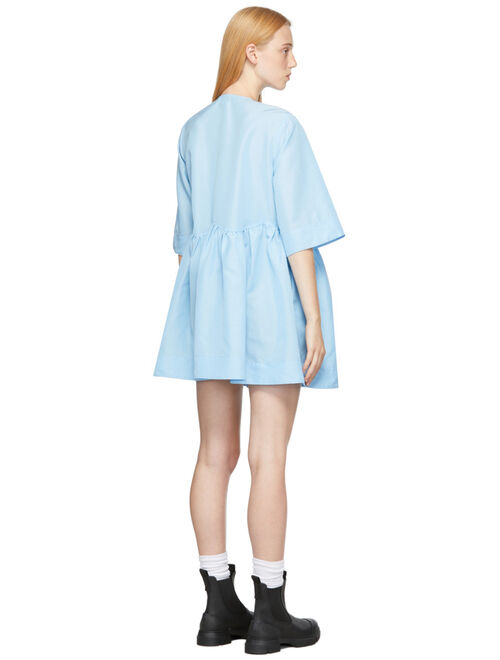GANNI Blue Oversized Wrap Mini Dress