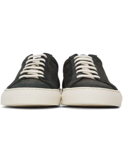 Common Projects Black Waxed Suede Achilles Low Sneakers