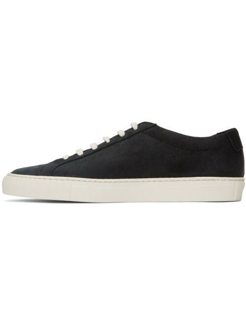 Common Projects Black Waxed Suede Achilles Low Sneakers