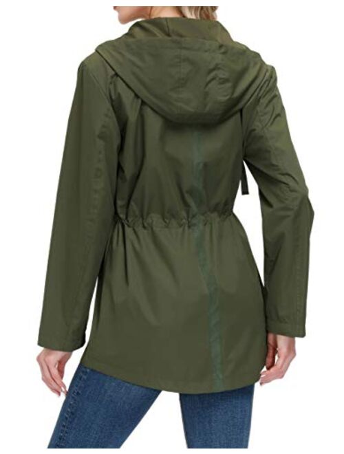 GRACE KARIN Women Lightweight Waterproof Hooded Rain Jacket Outdoor Windbreaker