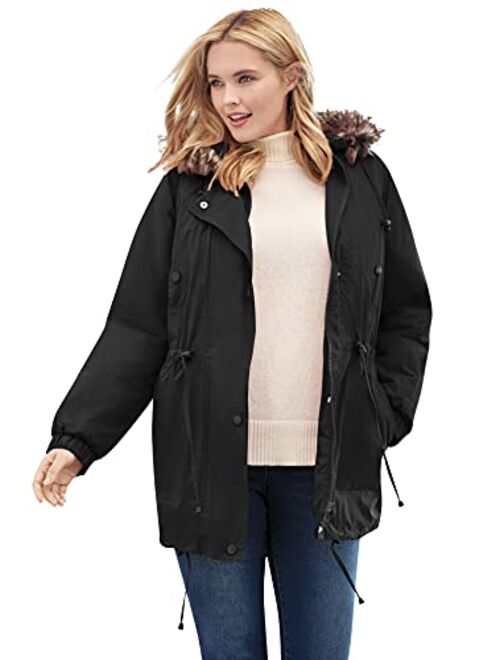 Woman Within Women's Plus Size Quilt-Lined Taslon Anorak Jacket
