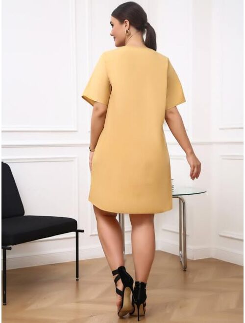 Shein Plus Dolman Sleeve Dual Pocket Dress