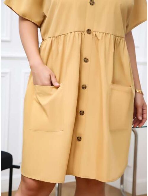 Shein Plus Dolman Sleeve Dual Pocket Dress
