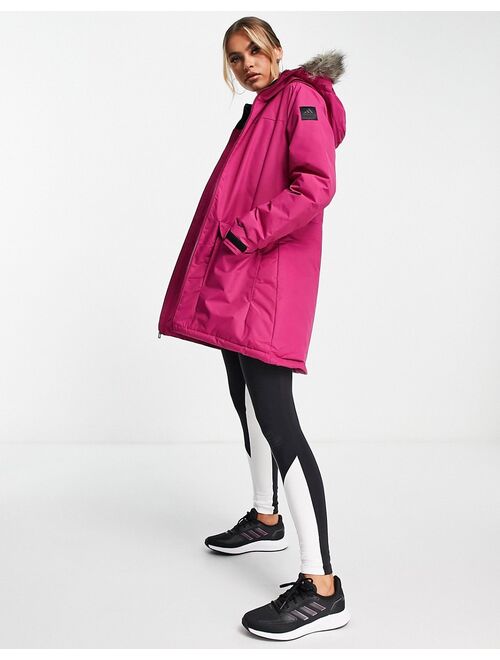 Adidas Outdoor Xploric parka jacket in power berry