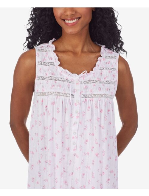 Eileen West Printed Ruffled Pointelle Nightgown