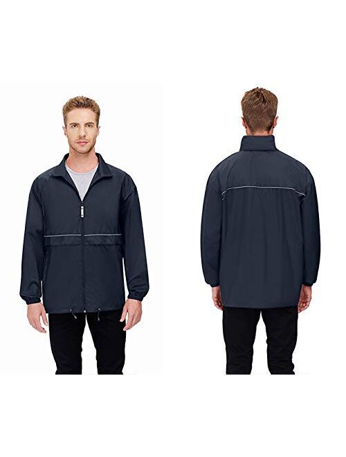 Men's Rain Jacket Cycling Running Jackets Waterproof Raincoat with Hood Windbreaker Hiking Jacket Rain Coat