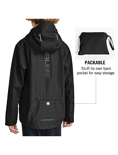 BALEAF Boys' Waterproof Rain Jacket Kids Youth Lightweight Windbreakers Girl Cycling Raincoat Outdoor Hooded