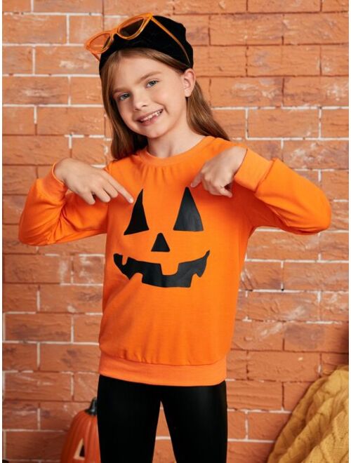 Shein Girls Halloween Print Sweatshirt
