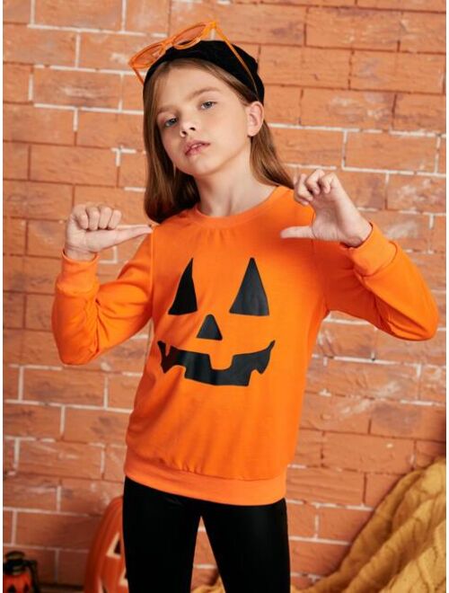 Shein Girls Halloween Print Sweatshirt